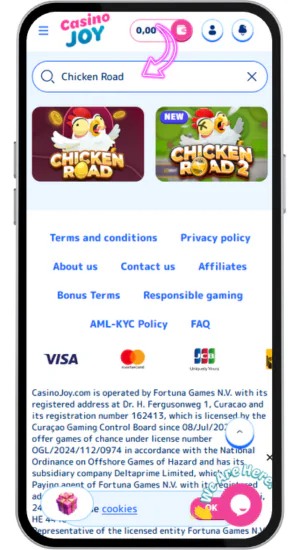 Game interface for Chicken Road 2