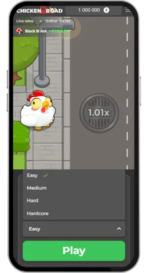 Sélection de la mise et du risque pour Chicken Road 2